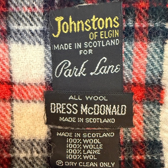 Johnstons of Elgin Scotland Wool Tartan Scarf – Dress McDonald Plaid – 12" x 55" - Picture 7 of 8